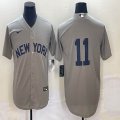 Nike New York Yankees #11 gray majestic baseball Jerseys-BD