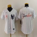 Women Nike Yankees blank white MLB baseball Jersey -BD 05