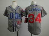 Youth Chicago Cubs #34 Jon Lester gray throwback mlb baseball jersey