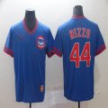 Nike Chicago Cubs #44 Anthony Rizzo throwback Blue baseball jersey