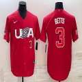 2023 World Cup #3 Mookie Betts red USA majestic baseball jerseys 02