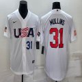 2023 World Cup #31 Cedric Mullins white USA majestic baseball jerseys 02