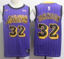 Nike Los Angeles Lakers 32 Magic Johnson purple basketball jersey -S8