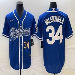 Nike Los Angeles Dodgers #34 Fernando Valenzuela blue majestic baseball Jerseys Joint name -BD