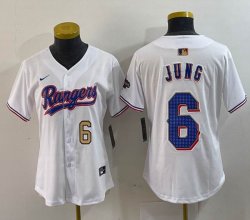 Youth Nike Texas Rangers #6 Josh Jung white majestic baseball jerseys Champion patch-BD 02