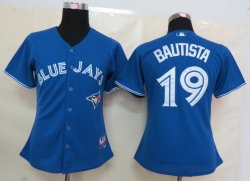 MLB Womens Toronto Blue Jays 19 Bautista Blue Jersey