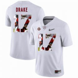 Custom Alabama Crimson Tide #17 Kenyan Drake white fashion college football jersey