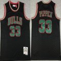 Chicago Bulls 33 Scottie Pippen black lattice throwback NBA Basketball Jersey-XD