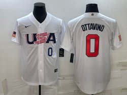 2023 World Cup #0 Adam Ottavino white USA majestic baseball jerseys 01