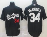 Los Angeles Dodgers #34 Fernando Valenzuela black baseball jersey Inverted version