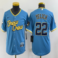 Youth Nike Milwaukee Brewers #22 Christian Yelich skyblue majestic baseball Jersey city version