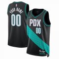 Customized Portland Trail Blazers black basketball jerseys city version