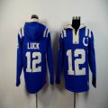 Indianapolis Colts 12 Andrew Luck blue nfl Hooded Sweatshirt