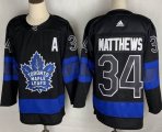 2022 Adidas Toronto Maple Leafs #34 Auston Matthews black blue double sided hockey jersey-FH