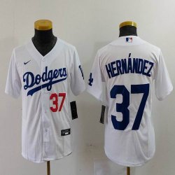 Youth Nike Los Angeles Dodgers #37 Enrique Hernandez white majestic baseball jerseys 01