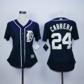 women Detroit Tigers 24 Miguel Cabrera dark blue mlb jersey