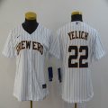 Women Nike Milwaukee Brewers #22 Christian Yelich white majestic baseball Jersey