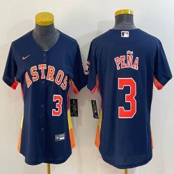 Women Nike Houston Astros #3 Jeremy Pena blue majestic baseball jerseys-BD 01