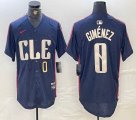 Nike Cleveland Indians #0 Andres Gimenez blue majestic baseball jersey city version -BD 01