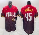 Nike Philadelphia Phillies #45 Zack Wheeler red majestic baseball jersey city version 02