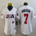 Women 2023 World Cup #7 Tim Anderson white USA majestic baseball jerseys 09