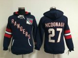 Women New York Rangers #27 Ryan McDonagh Blue Ice Hockey Hooded Sweatshirt