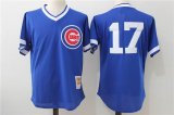 Chicago Cubs Kris Bryant 17# blue throwback baseball Jersey