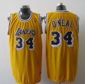 Los Angeles Lakers 34 O'NEAL yellow throwback nba jerseys