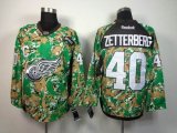 reebok Detroit Red Wings #40 Henrik Zetterberg green camo nhl Jersey