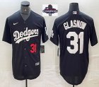 2024 World Series Champions Los Angeles Dodgers #31 Tyler Glasnow black majestic baseball jerseys 03