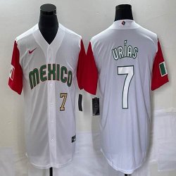 2023 World Cup Mexico #7 Julio Urias white red majestic baseball jerseys 67