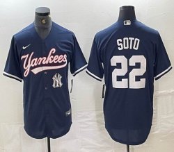 Nike New York Yankees #22 Juan Soto blue MLB baseball Jersey Joint name -BD 02