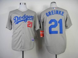 Los Angeles Dodgers GREINKE 21 gray baseball jerseys