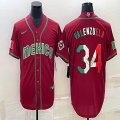 2023 World Cup Mexico #34 Fernando Valenzuela red blank majestic baseball jerseys 07