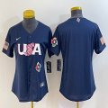 Women 2023 World Cup blank blue USA majestic baseball jerseys 08