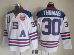 USA Olympic #30 Tim Thomas white hockey Jerseys