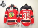 2013 NHL Stanley Cup Chicago Blackhawks ESPOSITO 35# Red Hooded Sweatshirt