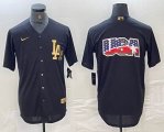 Nike Los Angeles Dodgers blank black gold majestic baseball Jersey -BD 09