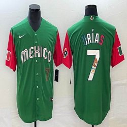 2023 World Cup Mexico #7 Julio Urias green red majestic baseball jerseys 03