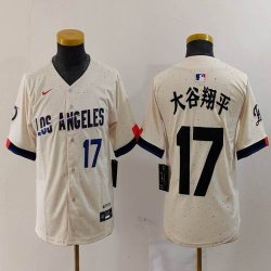 Women Nike Los Angeles Dodgers #17 Shohei Ohtani beige fashion MLB baseball Jersey 003