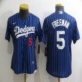 Women Los Angeles Dodgers #5 Freddie Freeman blue majestic baseball Jerseys-BD