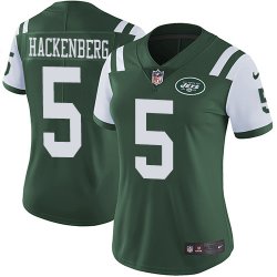 Women Nike New York Jets #5 Hackenberg Green Color Rush Limited Jersey