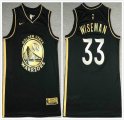 Nike Golden State Warriors #33 James Wiseman black gold nba basketball jerseys-XD