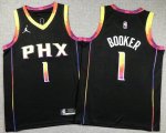 Youth Nike Phoenix Suns #1 Devin Booker black NBA basketball Jerseys -XD