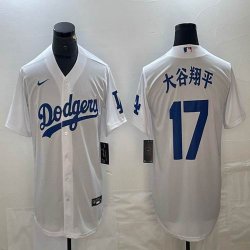 Los Angeles Dodgers #17 Shohei Ohtani Nike white majestic baseball Jersey 01