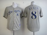 Milwaukee Brewers Ryan Braun 8 gray Jersey