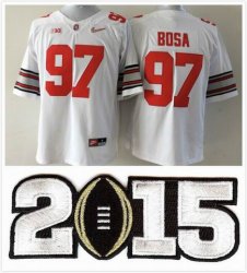 College National Championship Bowl Ohio State Buckeyes #97 Joey Bosa White NCAA Jerseys 2015 patch