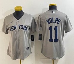 Youth Nike New York Yankees #11 Anthony Volpe gray MLB baseball Jersey