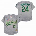 Oakland Athletics #24 Rickey Henderson Gray Throwback MLB Jerseys-sg