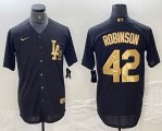 Nike Los Angeles Dodgers#42 Jackie Robinson black gold majestic baseball Jersey -BD